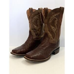 Dan Post Alamosa Boots 10.5 EW Ostrich Brown Western Cowboy NEED STRAP REPAIR
